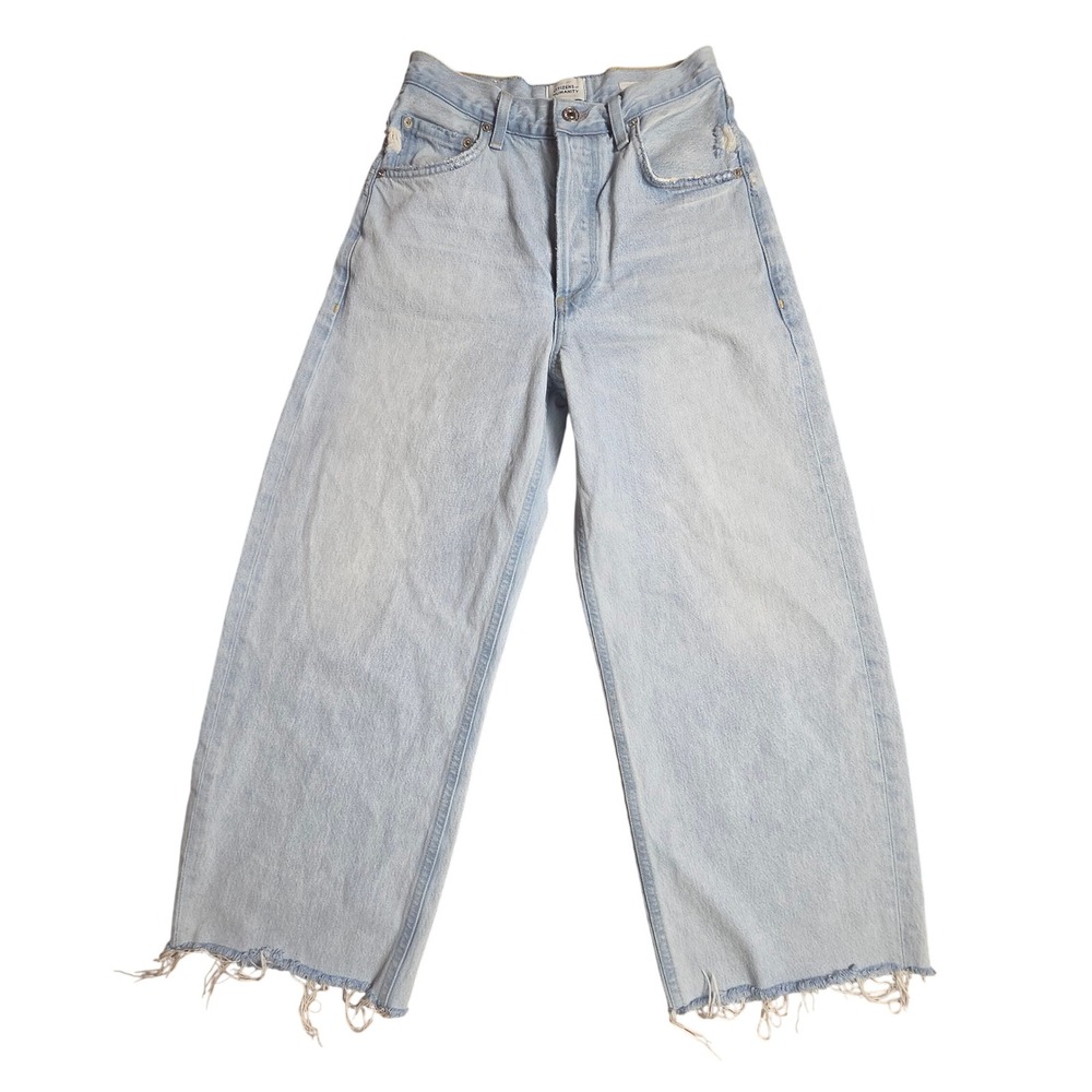 Citizens of Humanity Ayla Crop Wide Leg Jeans Raw Hem 25x25 Sailor 2117F-3011